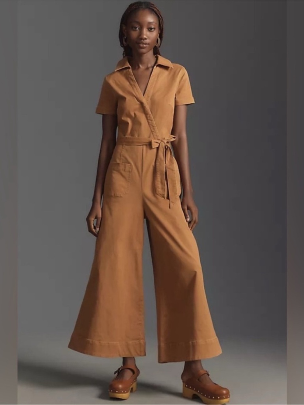 Anthropologie Maeve Faux-Wrap Short Sleeve Culotte Jumpsuit | Size 6